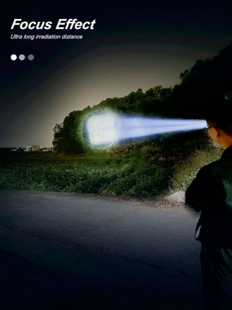 Ліхтарик з акумулятором Zoom Torch Outdoor Camping Lamp LED Lantern USB Charging Tactical Flash, 23-010, В наявності, Черный